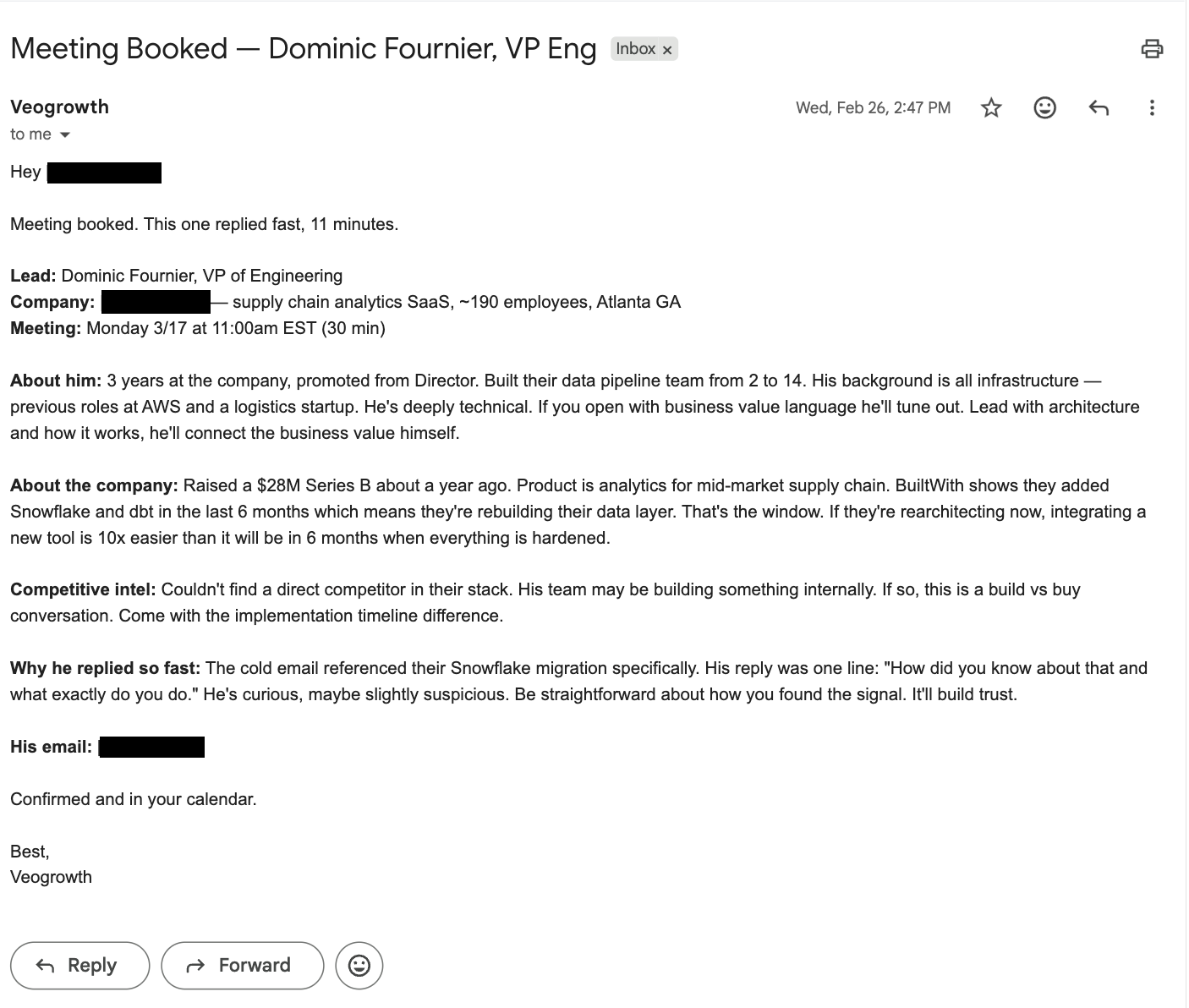 Meeting Booked — Dominic Fournier, VP Eng